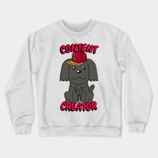 Cute black dog is a content creator Crewneck Sweatshirt